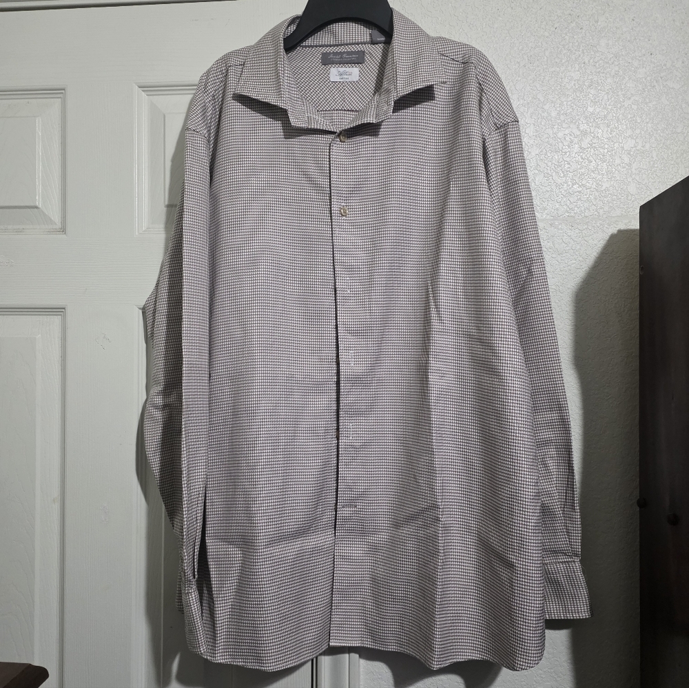 ❣️SALE❣️ Daniel Cremieux Signature Collection Brown And White Dress Shirt | XL